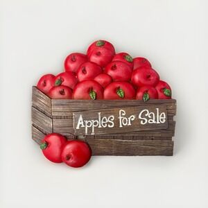 Vintage Country Kitchen Decorative Resin Hanging Barrel Of Apples Plaque